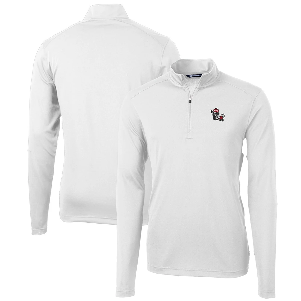 Men's Cutter & Buck NC State Wolfpack Team Big Tall Virtue Eco Pique Recycled Quarter-Zip Pullover Top