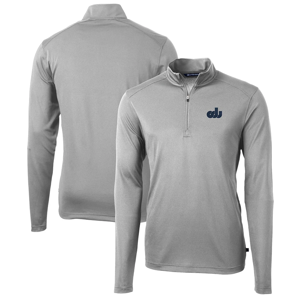 Men's Cutter & Buck Gray Old Dominion Monarchs Team Big Tall Virtue Eco Pique Recycled Quarter-Zip Pullover Top