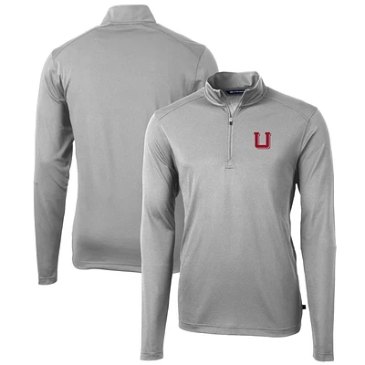 Men's Cutter & Buck Gray Utah Utes Team Big Tall Virtue Eco Pique Recycled Quarter-Zip Pullover Top