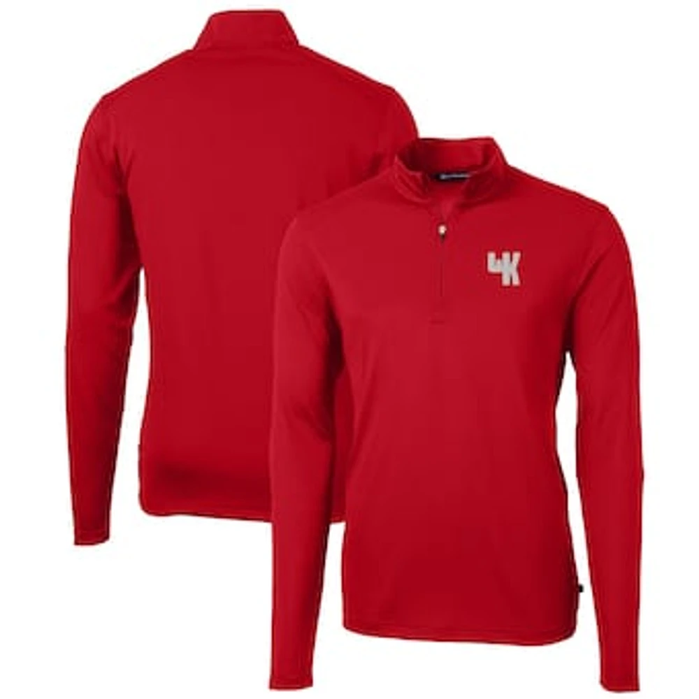 Men's Cutter & Buck Western Kentucky Hilltoppers Team Big Tall Virtue Eco Pique Recycled Quarter-Zip Pullover Top