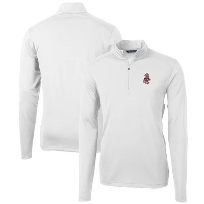 Men's Cutter & Buck White Washington State Cougars Team Big Tall Virtue Eco Pique Recycled Quarter-Zip Pullover Top