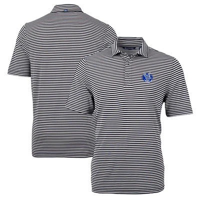 Men's Cutter & Buck Black Air Force Falcons Big Tall Team Logo Virtue Eco Pique Stripe Recycled Polo