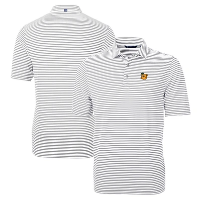 Men's Cutter & Buck Gray Baylor Bears Big Tall Team Logo Virtue Eco Pique Stripe Recycled Polo
