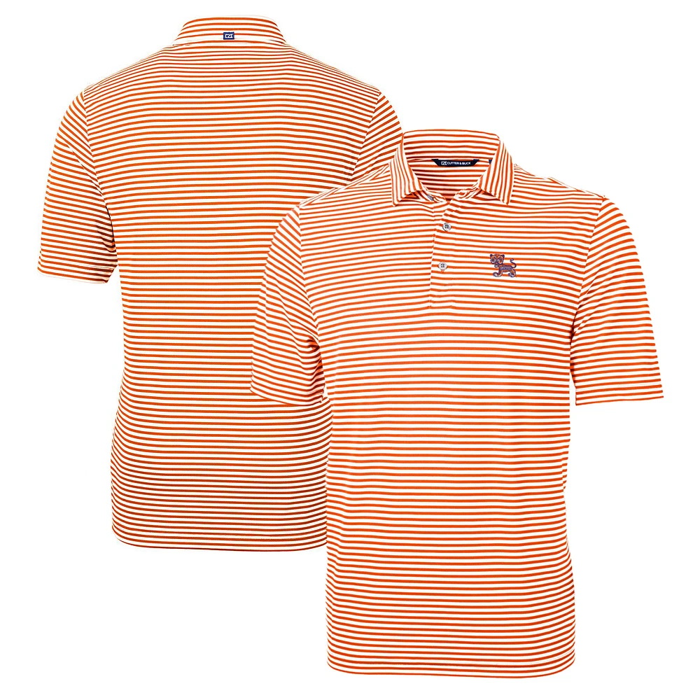 Men's Cutter & Buck Clemson Tigers Big Tall Team Logo Virtue Eco Pique Stripe Recycled Polo