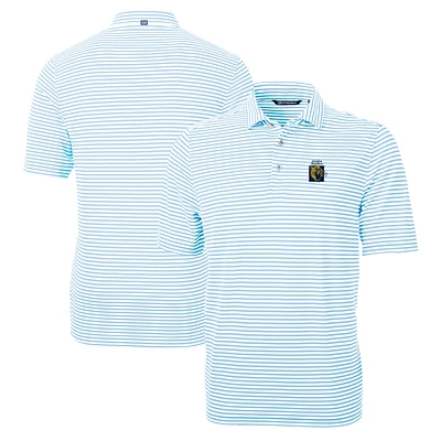 Men's Cutter & Buck Light Blue FIU Panthers Big Tall Team Logo Virtue Eco Pique Stripe Recycled Polo