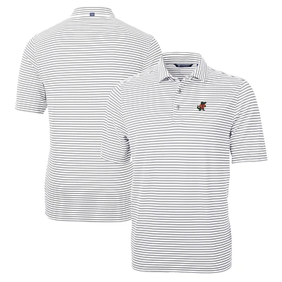 Men's Cutter & Buck Gray Florida Gators Big & Tall Team Logo Virtue Eco Pique Stripe Recycled Polo