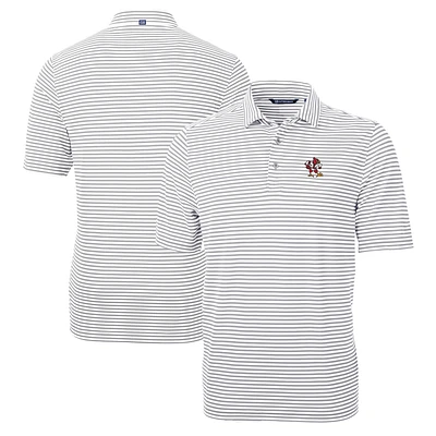 Men's Cutter & Buck Gray Louisville Cardinals Big Tall Team Logo Virtue Eco Pique Stripe Recycled Polo