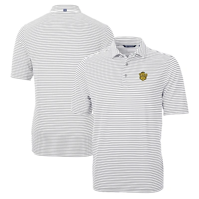 Men's Cutter & Buck Gray Missouri Tigers Big Tall Team Logo Virtue Eco Pique Stripe Recycled Polo