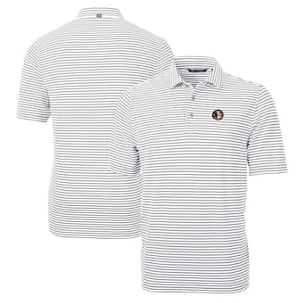 Men's Cutter & Buck Gray Florida State Seminoles Big Tall Team Logo Virtue Eco Pique Stripe Recycled Polo