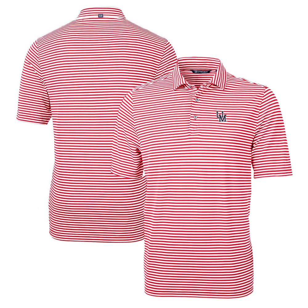 Men's Cutter & Buck Red Ole Miss Rebels Big Tall Team Logo Virtue Eco Pique Stripe Recycled Polo