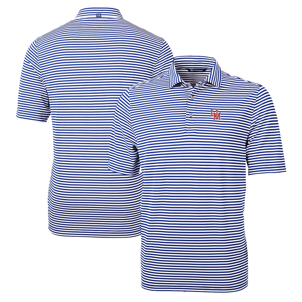 Men's Cutter & Buck Royal Ole Miss Rebels Big Tall Team Logo Virtue Eco Pique Stripe Recycled Polo