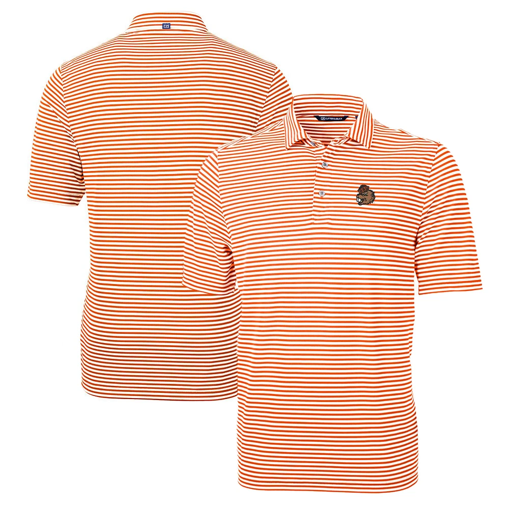 Men's Cutter & Buck Orange Oregon State Beavers Big Tall Team Logo Virtue Eco Pique Stripe Recycled Polo