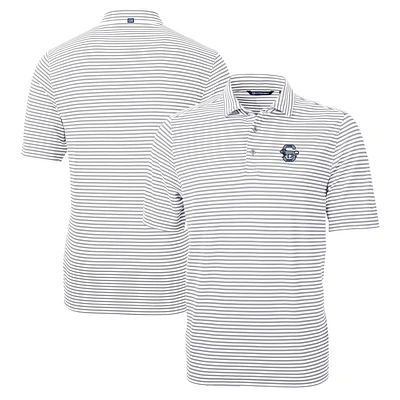 Men's Cutter & Buck Gray Penn State Nittany Lions Big & Tall Team Logo Virtue Eco Pique Stripe Recycled Polo