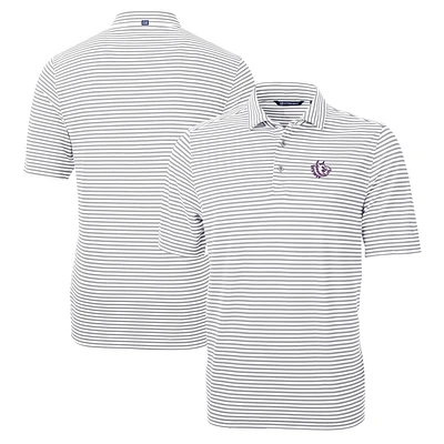 Men's Cutter & Buck Gray TCU Horned Frogs Big Tall Team Logo Virtue Eco Pique Stripe Recycled Polo