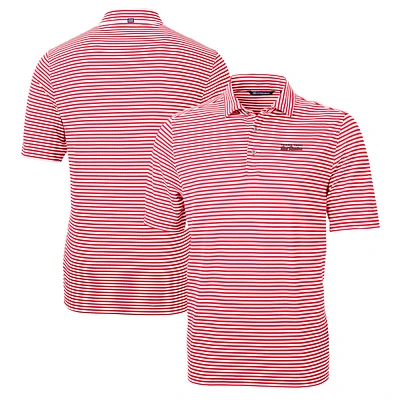 Men's Cutter & Buck Red Texas Tech Raiders Big Tall Team Logo Virtue Eco Pique Stripe Recycled Polo