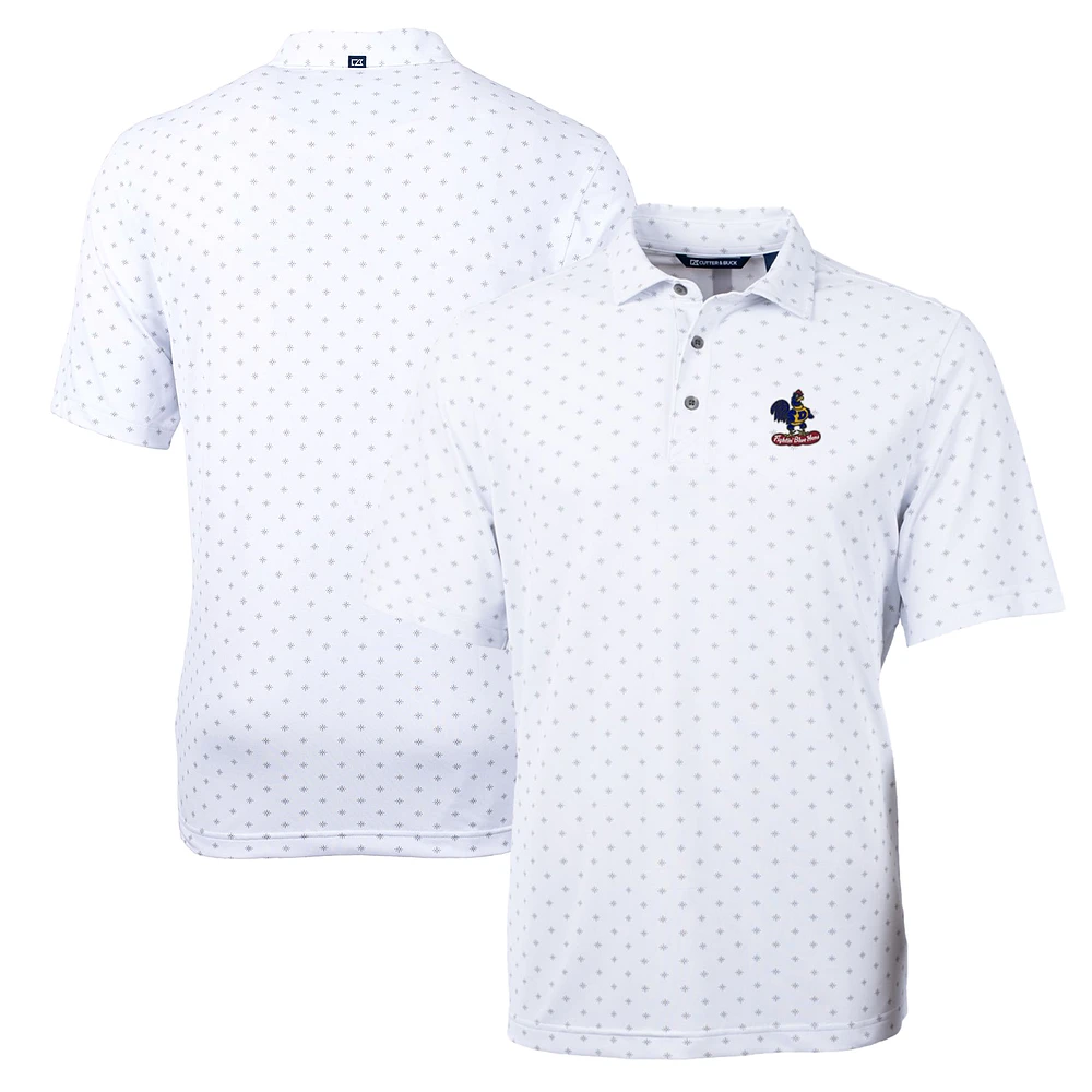Men's Cutter & Buck White Delaware Fightin' Blue Hens Team Big Tall Virtue Eco Pique Tile Print Polo