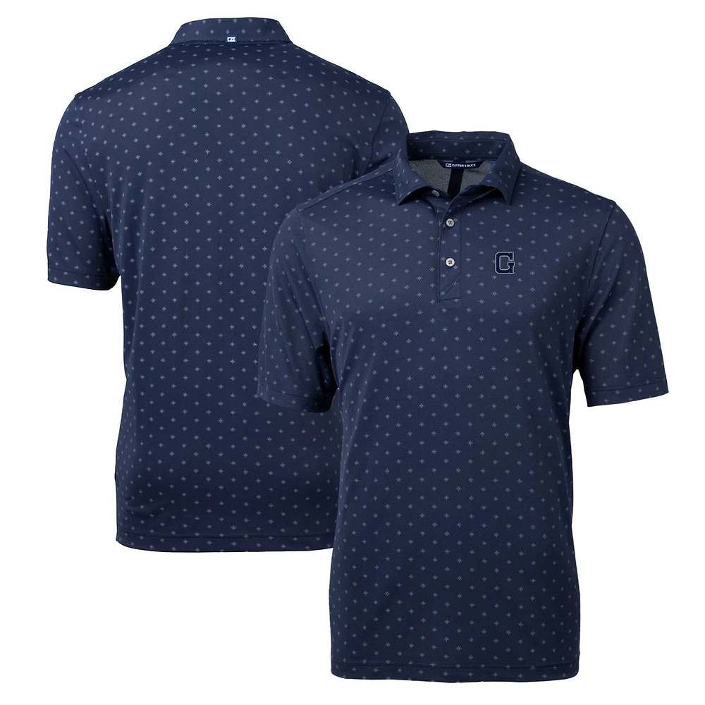 Men's Cutter & Buck Navy Georgetown Hoyas Team Big Tall Virtue Eco Pique Tile Print Polo