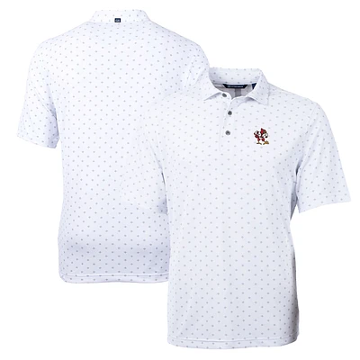 Men's Cutter & Buck White Louisville Cardinals Team Big Tall Virtue Eco Pique Tile Print Polo