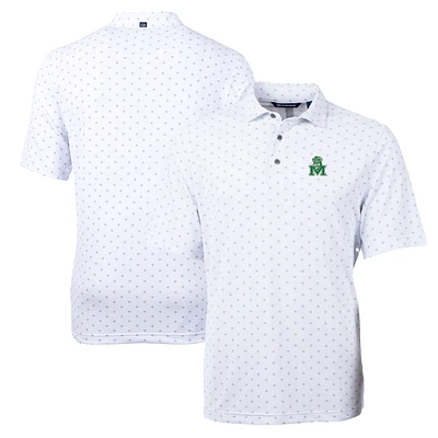 Men's Cutter & Buck White Marshall Thundering Herd Team Big Tall Virtue Eco Pique Tile Print Polo