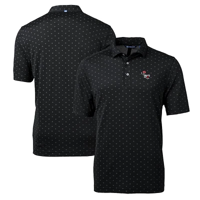 Men's Cutter & Buck Black NC State Wolfpack Team Big Tall Virtue Eco Pique Tile Print Polo