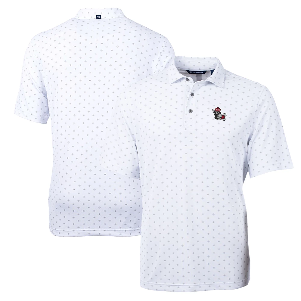 Men's Cutter & Buck White NC State Wolfpack Team Big Tall Virtue Eco Pique Tile Print Polo