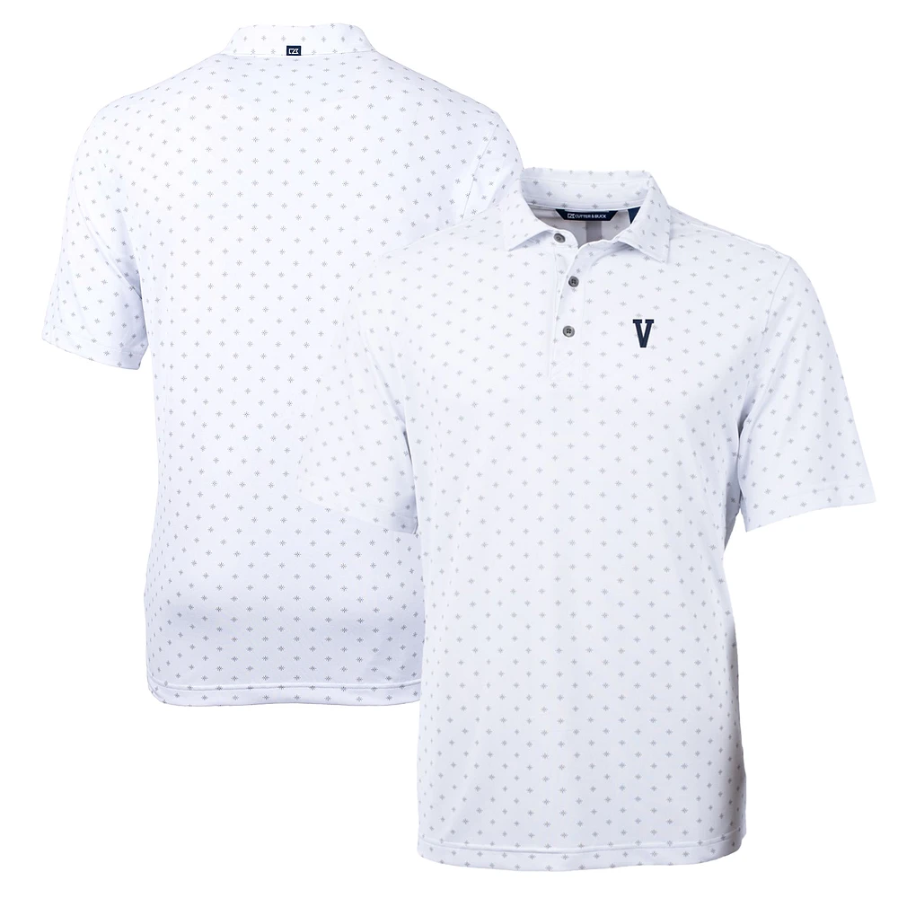 Men's Cutter & Buck White Villanova Wildcats Team Big Tall Virtue Eco Pique Tile Print Polo