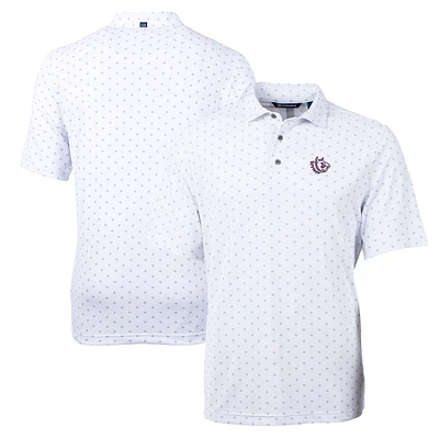 Men's Cutter & Buck White TCU Horned Frogs Team Big Tall Virtue Eco Pique Tile Print Polo