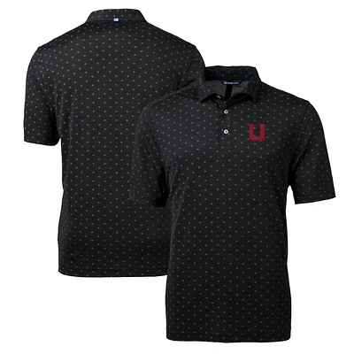 Men's Cutter & Buck Black Utah Utes Team Big Tall Virtue Eco Pique Tile Print Polo