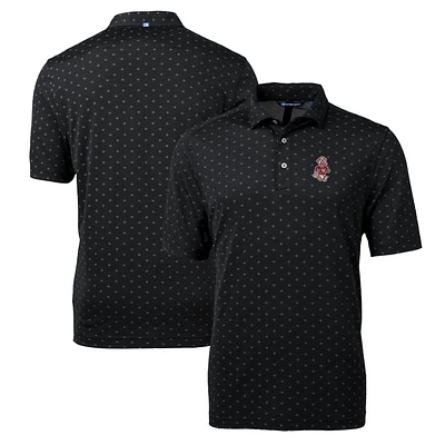 Men's Cutter & Buck Black Washington State Cougars Team Big Tall Virtue Eco Pique Tile Print Polo