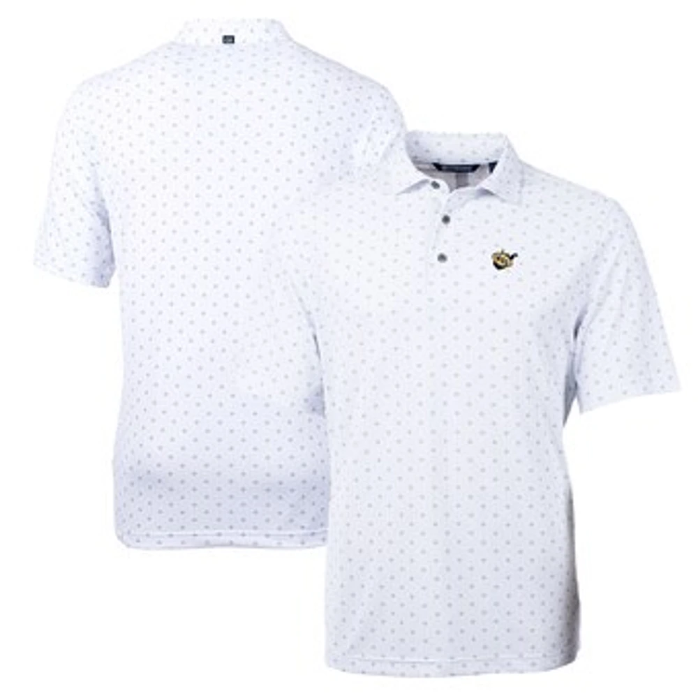 Men's Cutter & Buck White West Virginia Mountaineers Team Big Tall Virtue Eco Pique Tile Print Polo