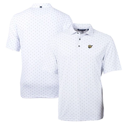 Men's Cutter & Buck White West Virginia Mountaineers Team Big Tall Virtue Eco Pique Tile Print Polo