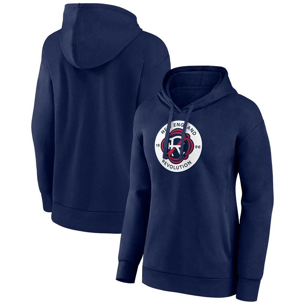 Women's Navy New England Revolution Official Logo Pullover Hoodie