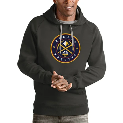 Men's Antigua Charcoal Denver Nuggets Team Logo Victory Pullover Hoodie