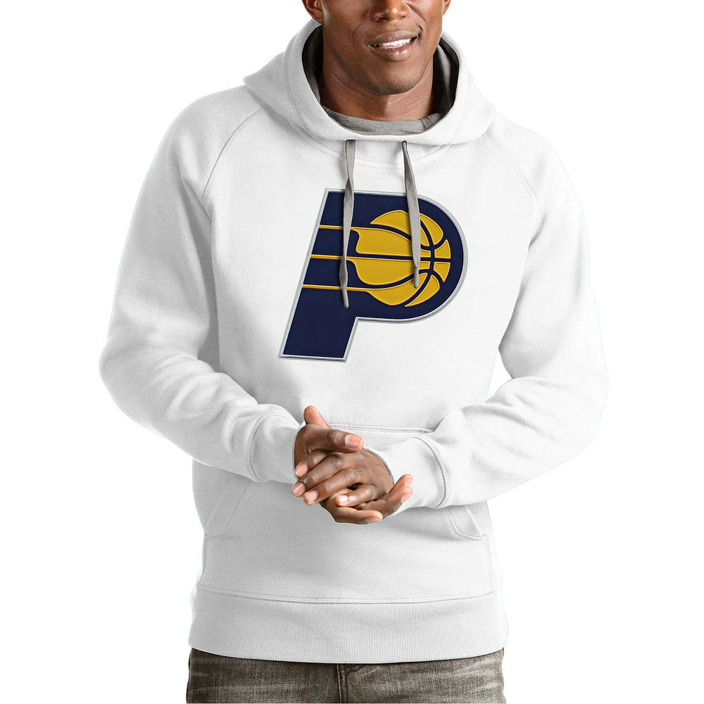 Men's Antigua White Indiana Pacers Team Logo Victory Pullover Hoodie