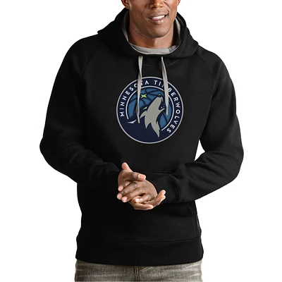 Men's Antigua Black Minnesota Timberwolves Team Logo Victory Pullover Hoodie