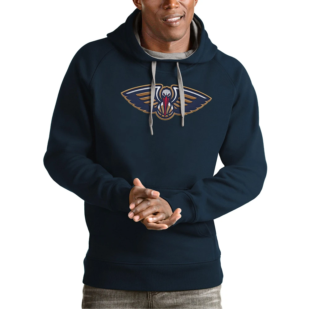 Men's Antigua Navy New Orleans Pelicans Team Logo Victory Pullover Hoodie