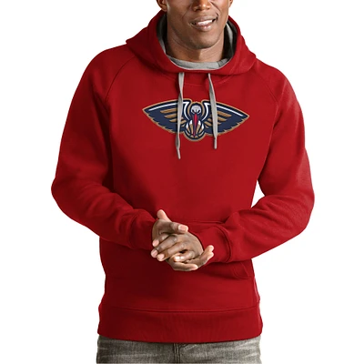Men's Antigua Red New Orleans Pelicans Team Logo Victory Pullover Hoodie