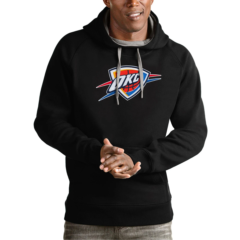 Men's Antigua Black Oklahoma City Thunder Team Logo Victory Pullover Hoodie