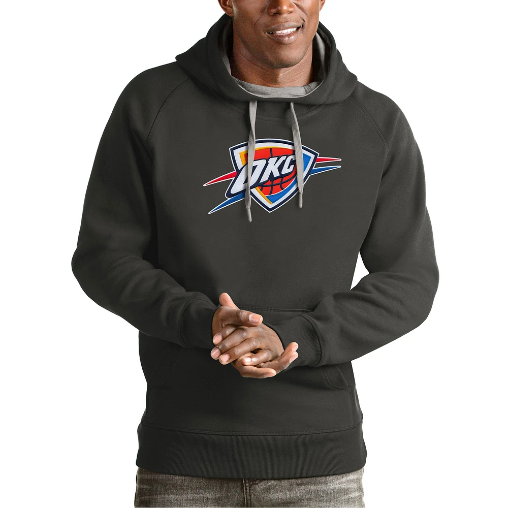 Men's Antigua Charcoal Oklahoma City Thunder Team Logo Victory Pullover Hoodie