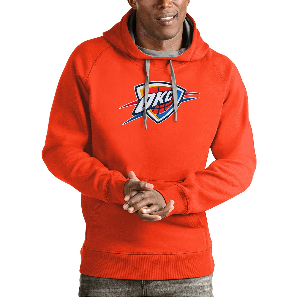 Men's Antigua Orange Oklahoma City Thunder Team Logo Victory Pullover Hoodie