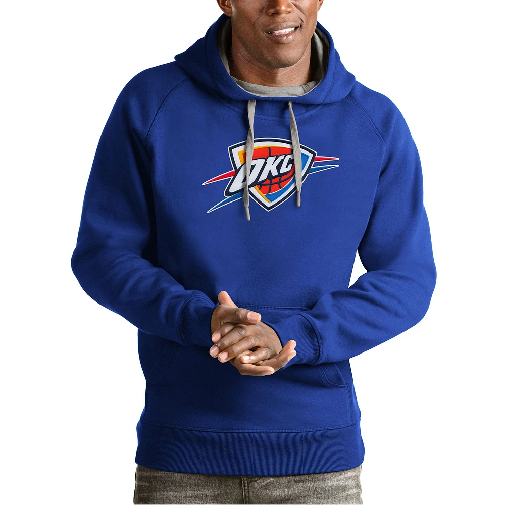 Men's Antigua Royal Oklahoma City Thunder Team Logo Victory Pullover Hoodie