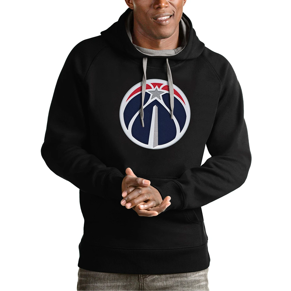 Men's Antigua Black Washington Wizards Team Logo Victory Pullover Hoodie