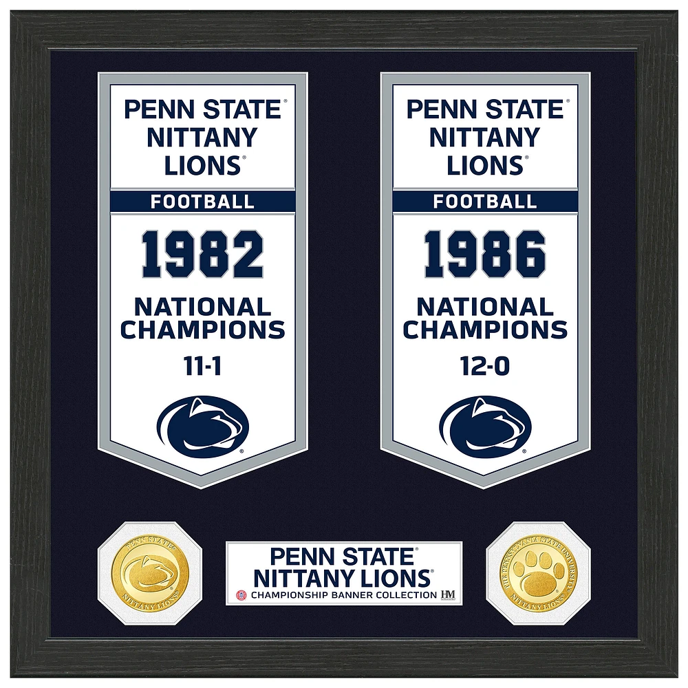 Highland Mint Penn State Nittany Lions 12" x 15" Two-Time Football National Champions Banner Collection Photo Mint