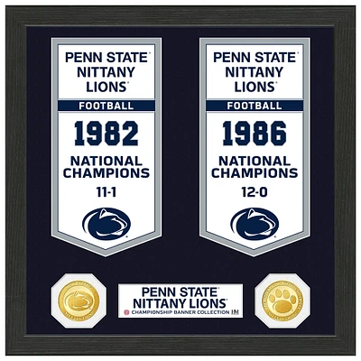 Highland Mint Penn State Nittany Lions 12" x 15" Two-Time Football National Champions Banner Collection Photo Mint