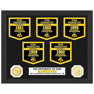 Highland Mint Iowa Hawkeyes 12" x 15" Five-Time Football National Champions Banner Collection Photo Mint