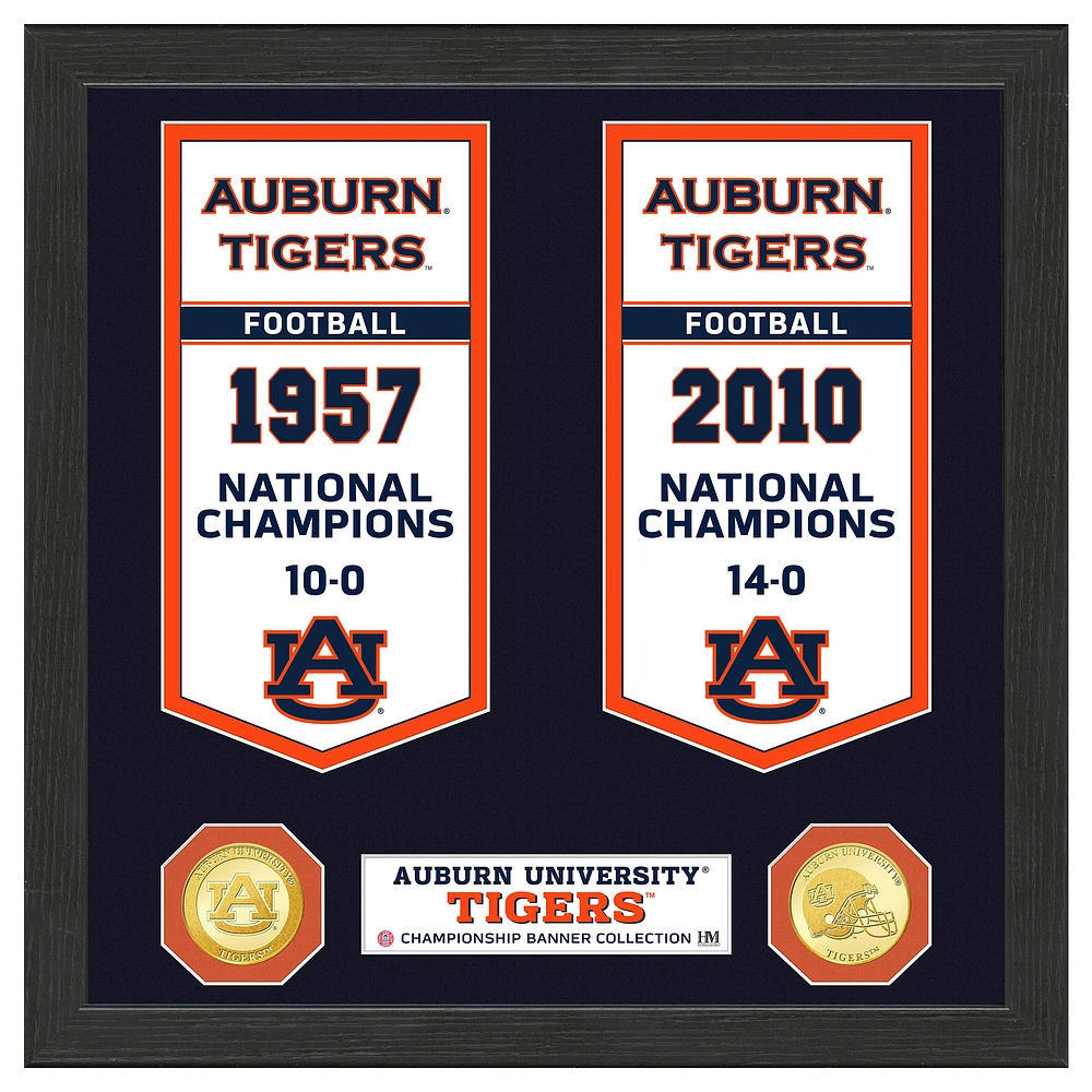 Highland Mint Auburn Tigers 12" x 15" Two-Time Football National Champions Banner Collection Photo Mint