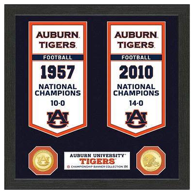 Highland Mint Auburn Tigers 12" x 15" Two-Time Football National Champions Banner Collection Photo Mint