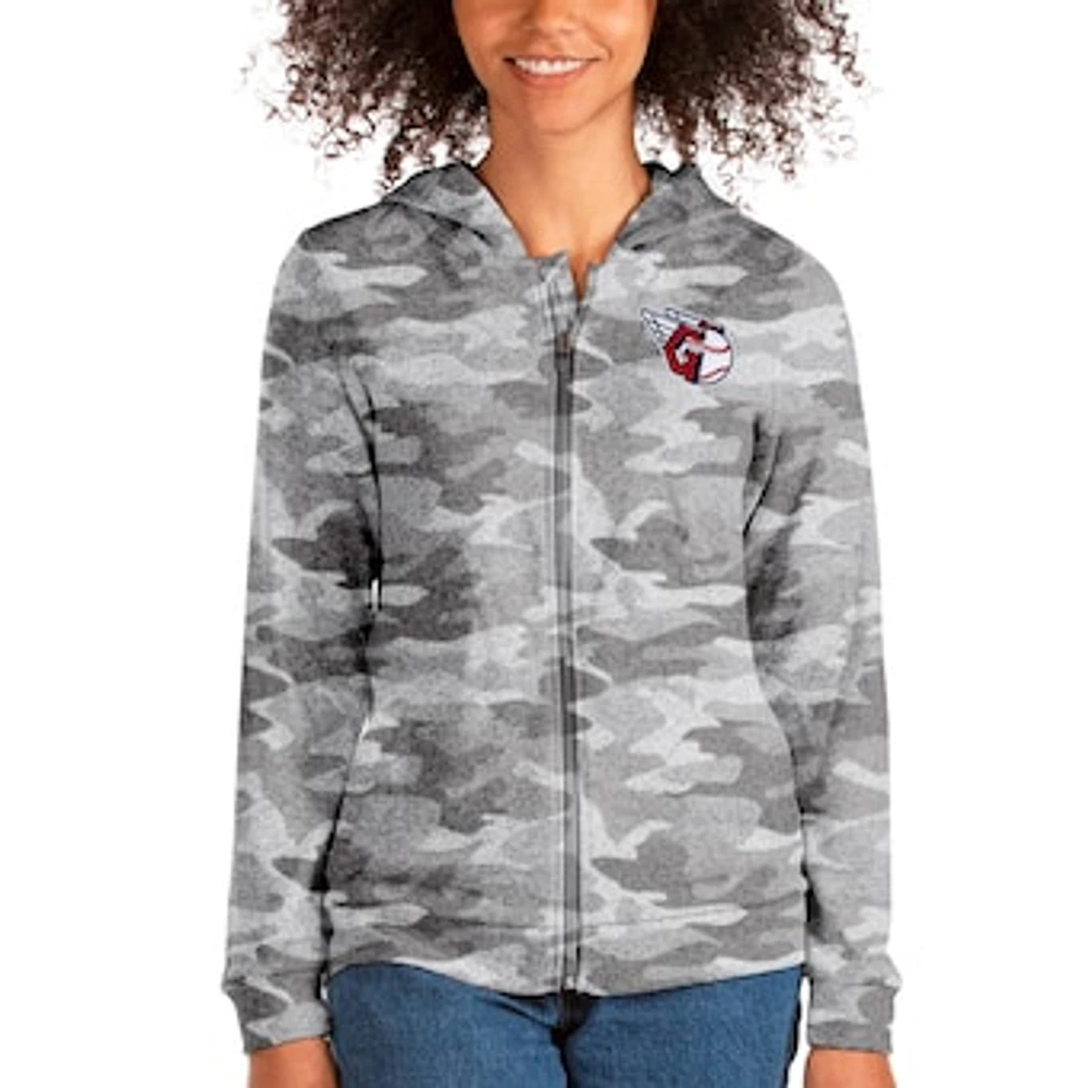 Women's Antigua Camo Cleveland Guardians Absolute Full-Zip Hoodie