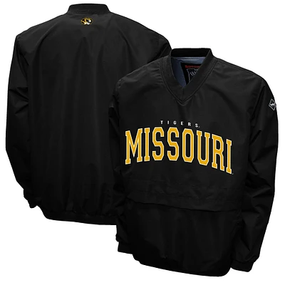 Men's Franchise Club Black Missouri Tigers Members Windshell V-Neck Pullover Jacket