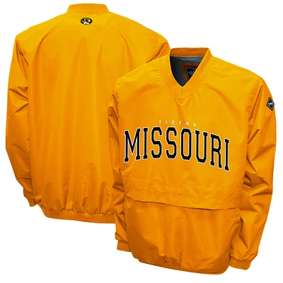 Men's Franchise Club Gold Missouri Tigers Members Windshell V-Neck Pullover Jacket